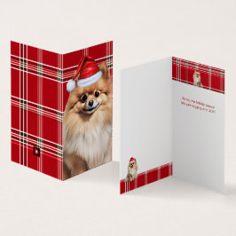 Pomeranian Jul Helg Plaid Julkort Kort