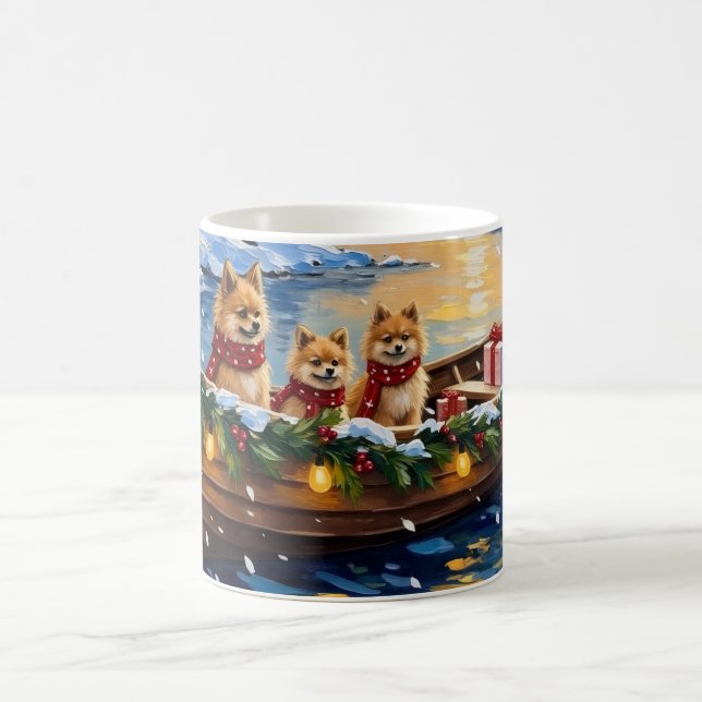 Pomeranian julbåt firande kaffemugg (Center)