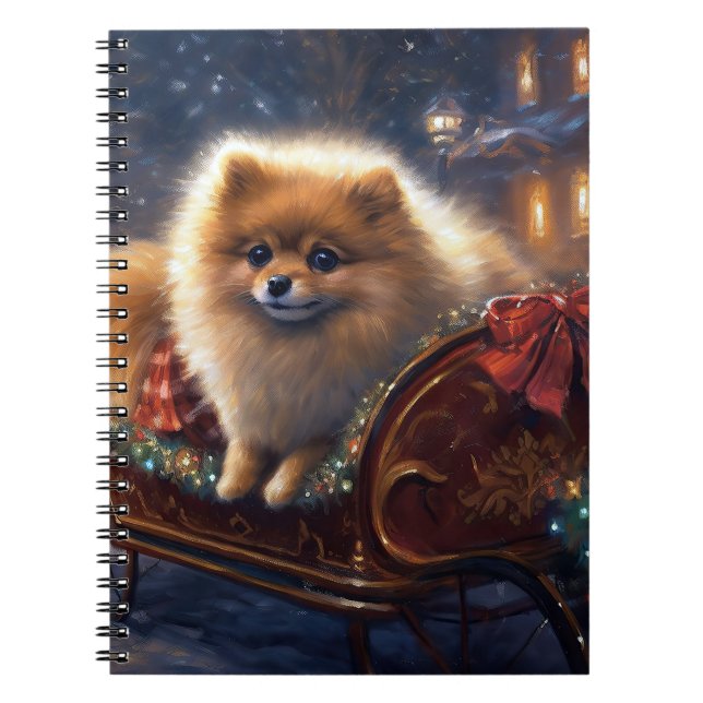 Pomeranian Julfirande Brushed Anteckningsbok (Framsidan)