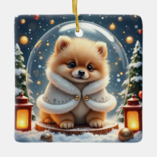 Pomeranian julkonst julgransprydnad keramik