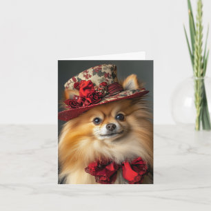 Pomeranian Julkort Elegant Viktoriansk Hund Helgkort