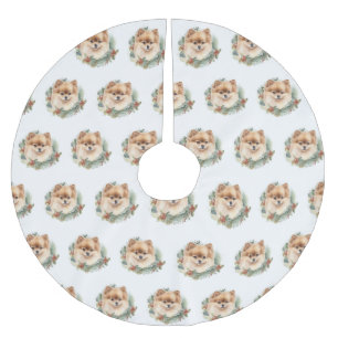 Pomeranian Julkrans Festiva Hundar Julgransmatta Borstad Polyester