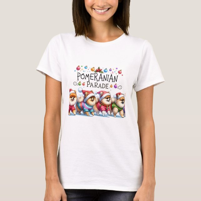 Pomeranian julparad t shirt (Framsida)