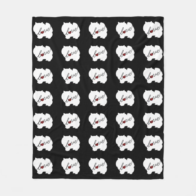 Pomeranian kärlek fleecefilt (Framsidan)