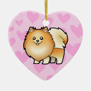 Pomeranian kärlek (tillfoga ditt egna meddelande) julgransprydnad keramik