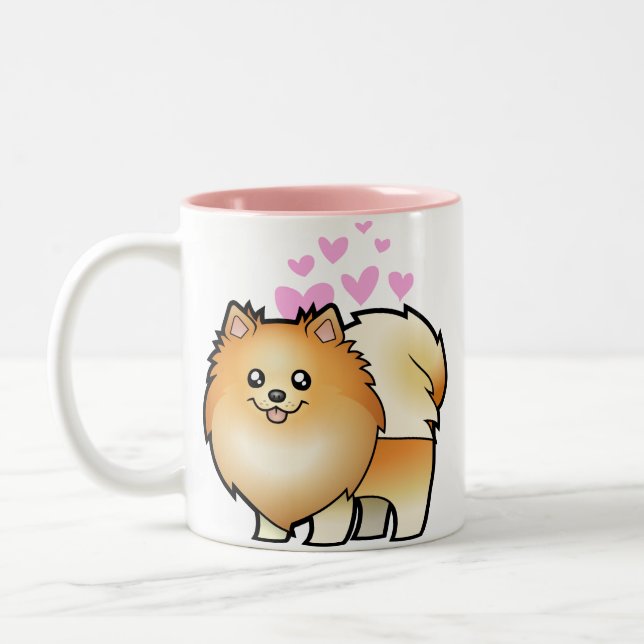 Pomeranian kärlek Två-Tonad mugg (Vänster)