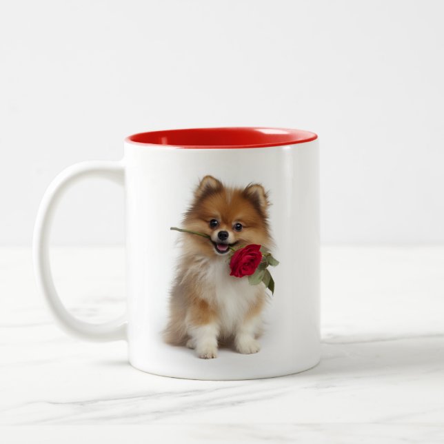 Pomeranian kärlek Två-Tonad mugg (Vänster)