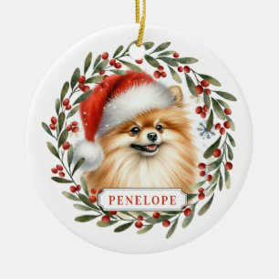 Pomeranian keramisk cirkelornament julgransprydnad keramik