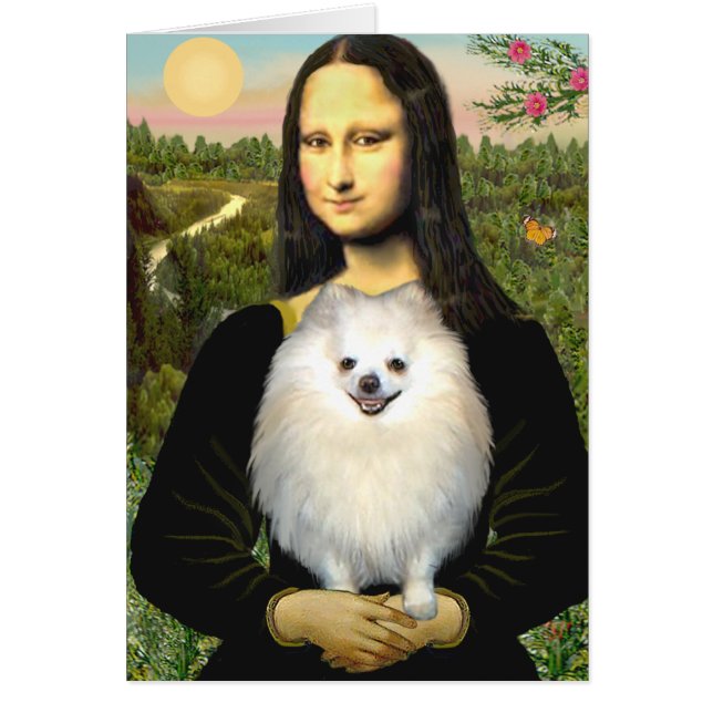 Pomeranian (kräm) - Mona Lisa Hälsningskort (Framsidan)