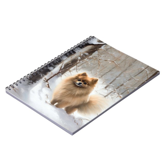 Pomeranian Låt det snöa Jul Anteckningsbok (Vänstra Sidan)
