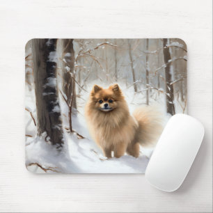 Pomeranian Låt det snöa Jul Musmatta