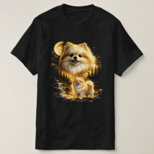 Pomeranian ler mot månen t shirt