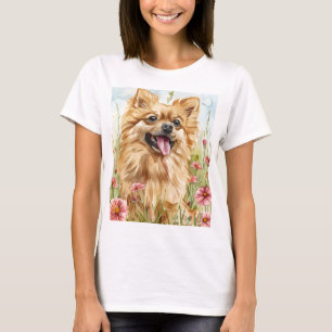 Pomeranian Mamma T-shirt – Akvarell