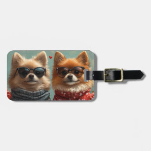 Pomeranian med hjärtrusor Alla hjärtans dag  Bagagebricka
