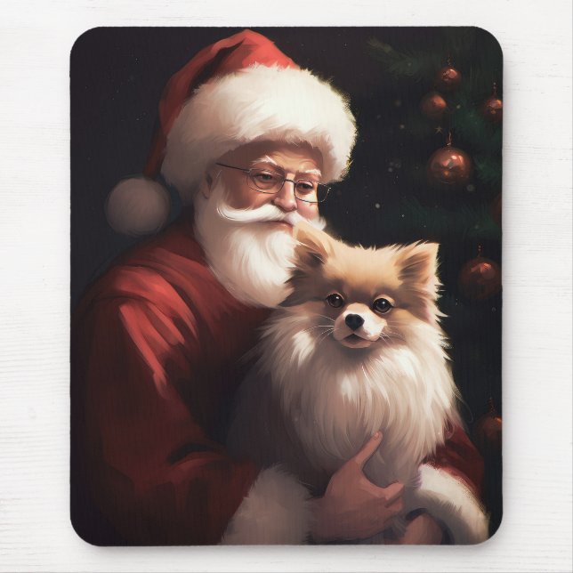 Pomeranian med Tomte Festiv Jul Musmatta (Framsidan)