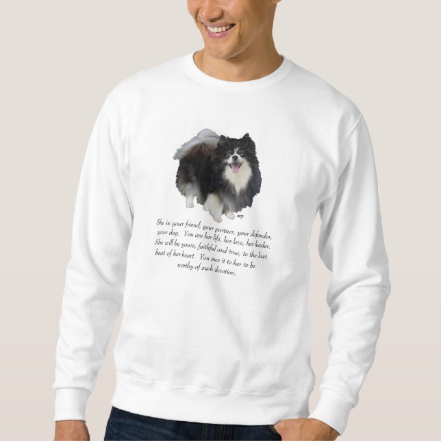 Pomeranian- Minnesdosa Hona Långärmad Tröja (Framsida)