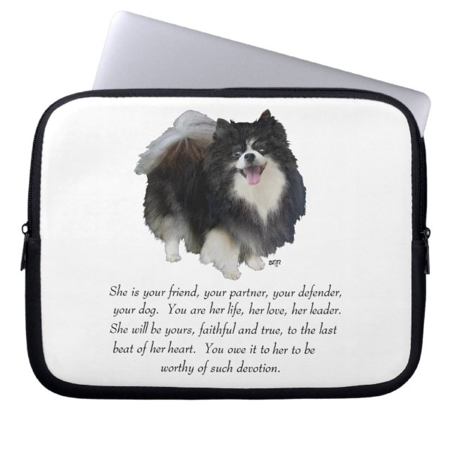 Pomeranian Minnessakerna Hona Laptop Sleeve (Framsidan)