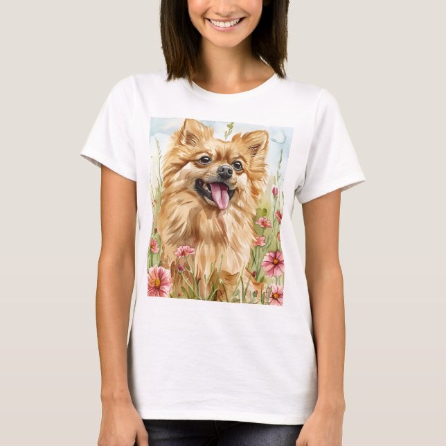 Pomeranian Mom Tee – Watercolor (Framsida)