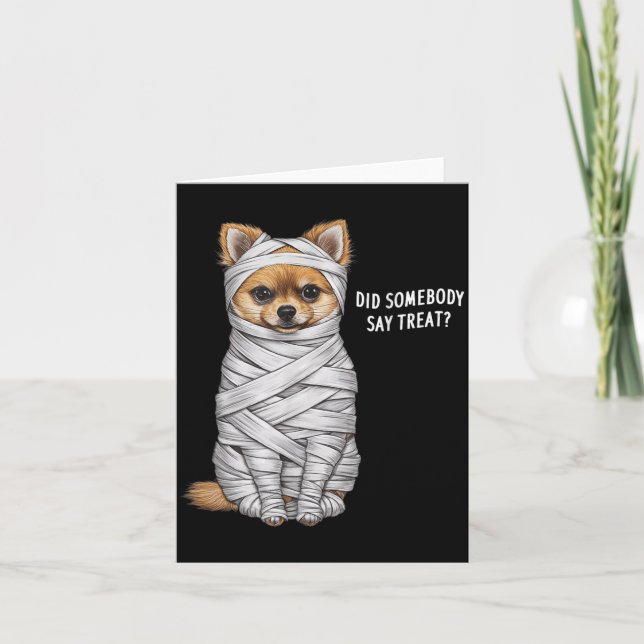 Pomeranian-mumie Halloween-hund Kort (Framsida)