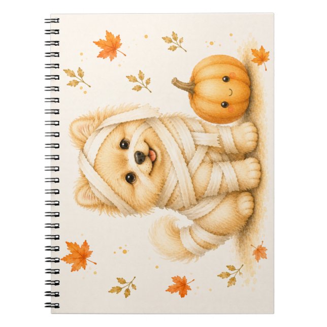 Pomeranian Mummie Halloween Anteckningsbok (Framsidan)