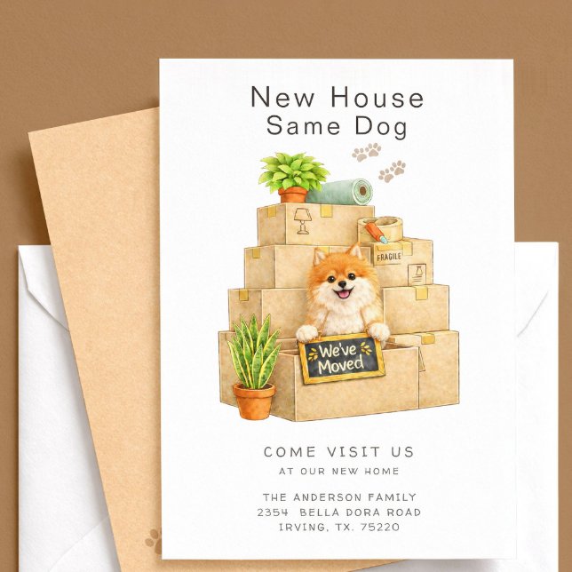 Pomeranian New House Moving Announcement Inbjudningar (Skapare uppladdad)