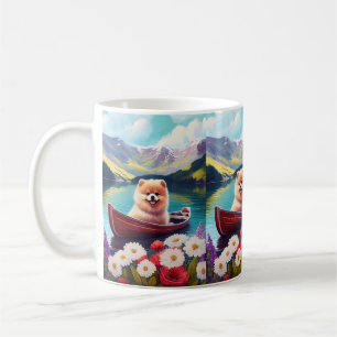 Pomeranian på paddel: Ett naturskönt äventyr Kaffemugg