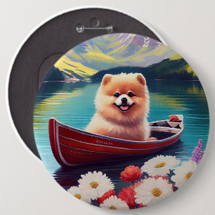 Pomeranian på paddel: Ett naturskönt äventyr Knapp