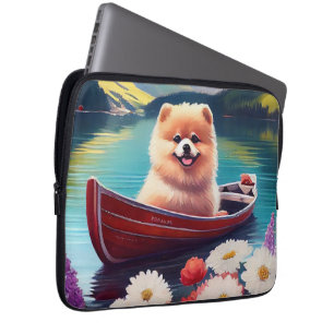 Pomeranian på paddel: Ett naturskönt äventyr Laptop Fodral