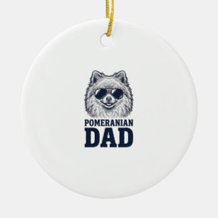 Pomeranian Pappa Vintage Gravyr Hundälskare Design Julgransprydnad Keramik