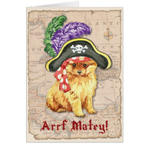 Pomeranian Pirat Card Hälsningskort