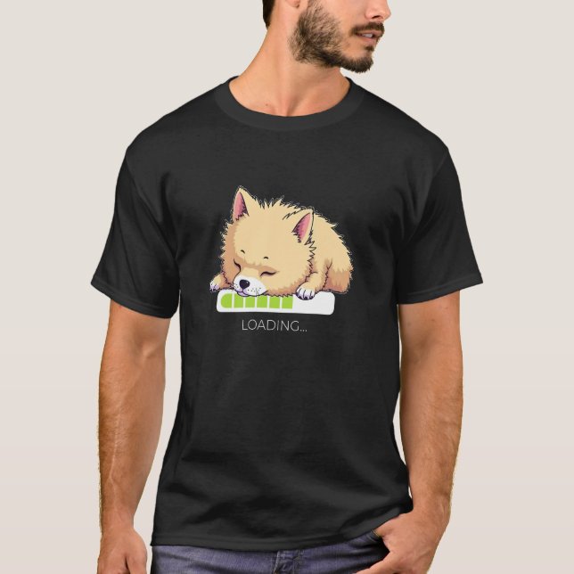 Pomeranian Pom-Hund Laddar T Shirt (Framsida)