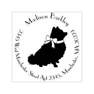 Pomeranian Pom Hund Puppy Självfärgande Stämpel