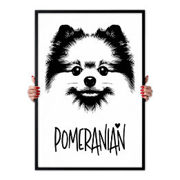 Pomeranian Pop Art Svart & Vitt Chic Estetik Poster