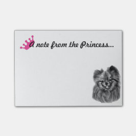 Pomeranian Princess Notera med original- konstverk Post-it Block