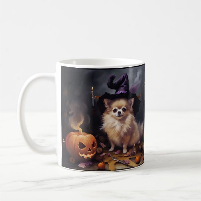 Pomeranian Pumpor Halloween Skräckinjagande Kaffemugg (Vänster)