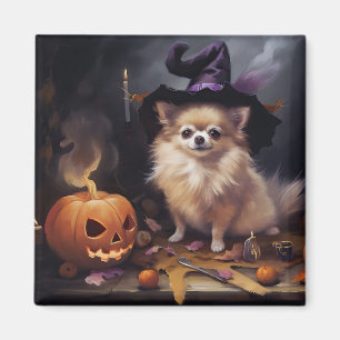 Pomeranian Pumpor Halloween Skräckinjagande Magnet