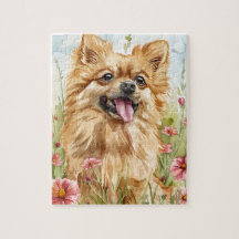 Pomeranian Pussel – Vattenfärg Hund Nöje