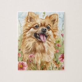Pomeranian Pussel – Vattenfärg Hund Nöje