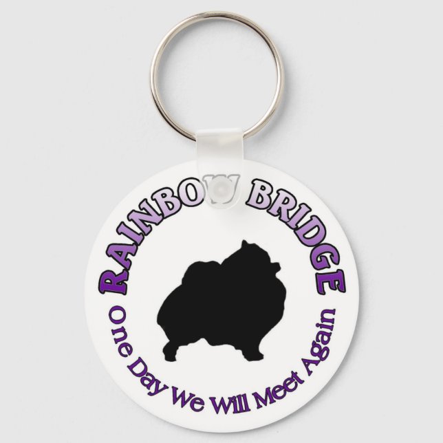 POMERANIAN RAINBOW BRIDGE SYMPATHY KEYCHAIN NYCKELRING (Framsida)