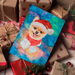 Pomeranian ras hund jul helg vykort