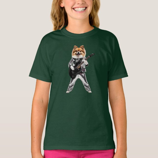 Pomeranian Rockstjärna Barn T-Shirt (Framsida)