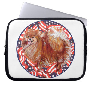 Pomeranian Röd Vit & Blå Laptop Fodral