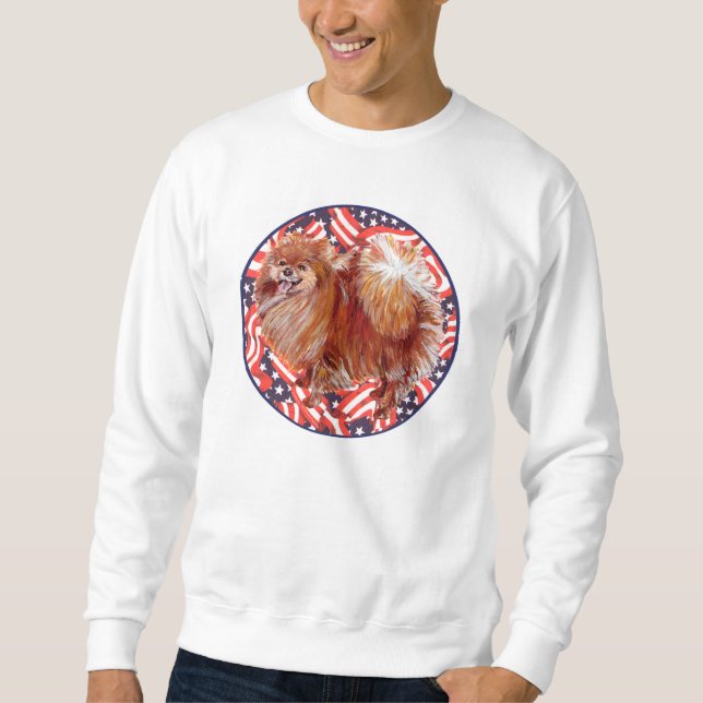 Pomeranian Röd Vit & Blå Sweatshirt (Framsida)