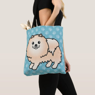 Pomeranian seriefigur hund i krämfärgad päls tygkasse