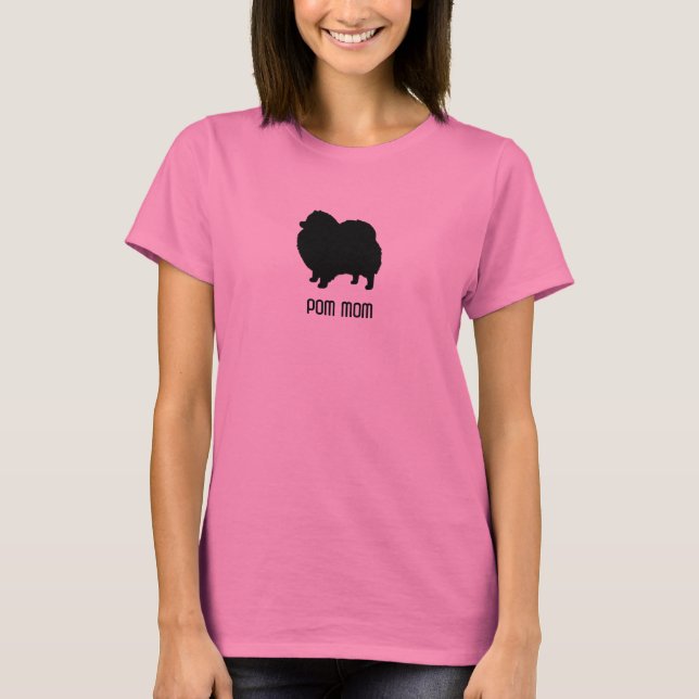 Pomeranian Silhouette - den Pom mamman - hund T Shirt (Framsida)