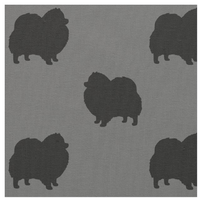 Pomeranian Silhouettesmönster Tyg (Närbild)