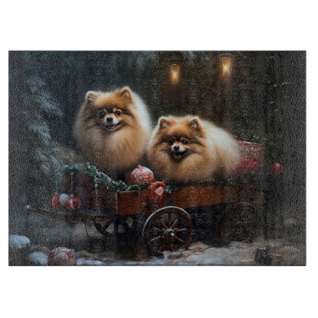 Pomeranian Snöig släde juldekoration (Framsidan)