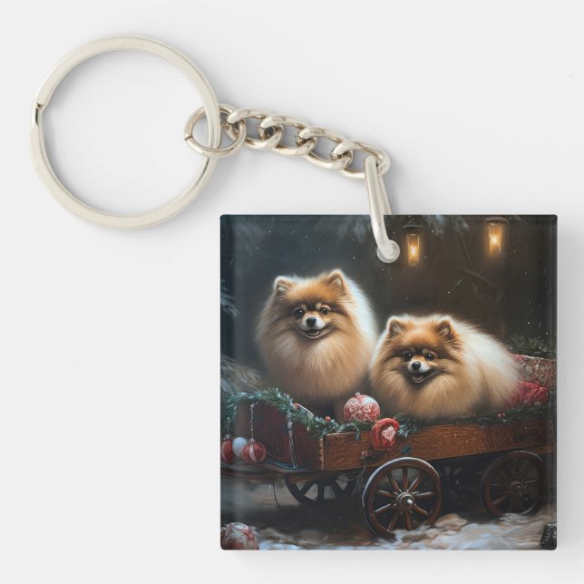 Pomeranian Snöig släde juldekoration (Framsidan)