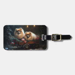 Pomeranian Snösläd Juldekoration Bagagebricka