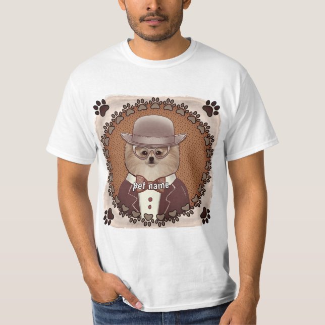 Pomeranian som bär glasögon t-shirt  (Framsida)